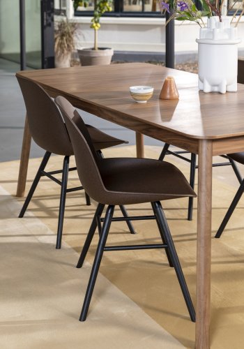 ZUIVER Albert Kuip spisebordsstol - brun plastik/genanvendt kaffegrums og sort asketr