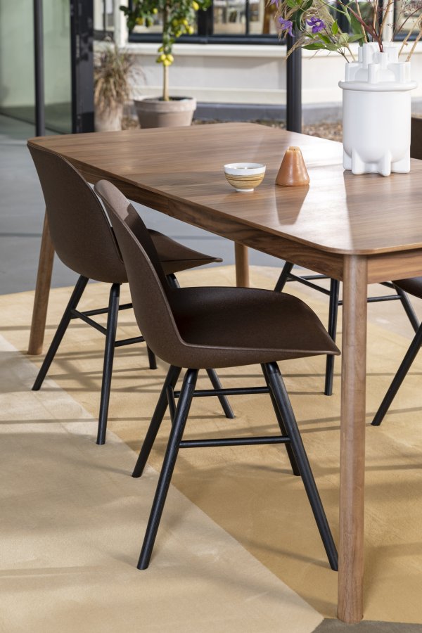 ZUIVER Albert Kuip spisebordsstol - brun plastik/genanvendt kaffegrums og sort asketr