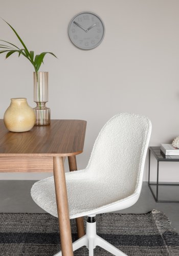 ZUIVER Albert Kuip spisebordsstol, m. drejefunktion - hvid polyester og hvid aluminium