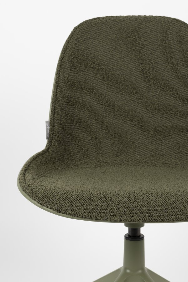 ZUIVER Albert Kuip spisebordsstol, m. drejefunktion - grn polyester og grn aluminium