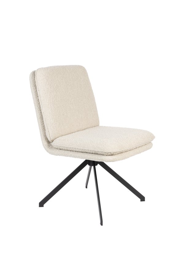 ZUIVER Tyler spisebordsstol, m. drejefunktion - hvid bouclé stof og sort stl