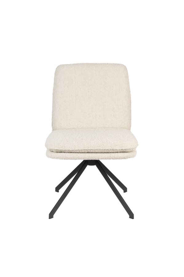 ZUIVER Tyler spisebordsstol, m. drejefunktion - hvid bouclé stof og sort stl