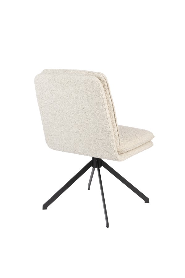 ZUIVER Tyler spisebordsstol, m. drejefunktion - hvid bouclé stof og sort stl