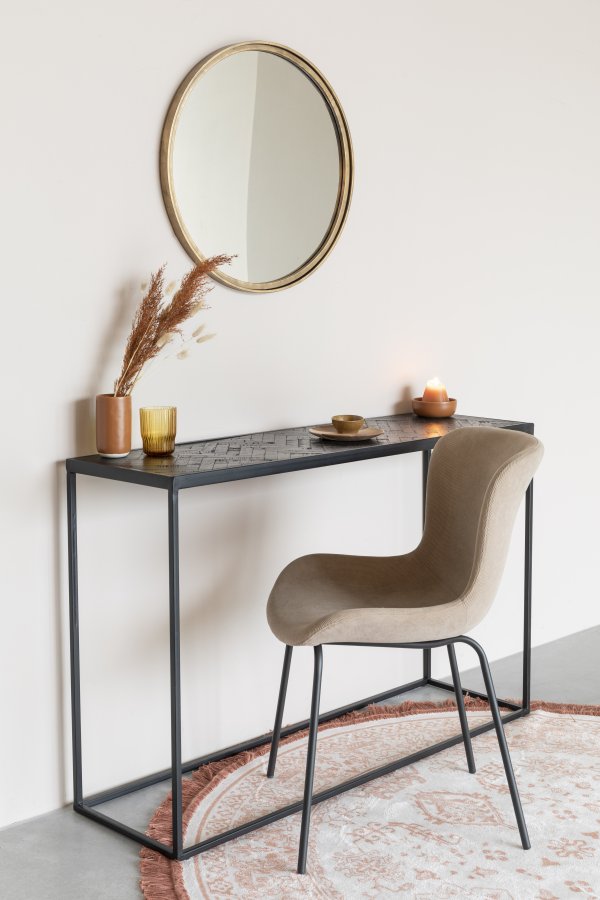 WHITE LABEL LIVING Junzo spisebordsstol - taupe fljl og metal