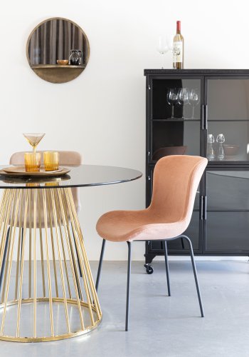 WHITE LABEL LIVING Junzo spisebordsstol - gammelrosa fljl og metal