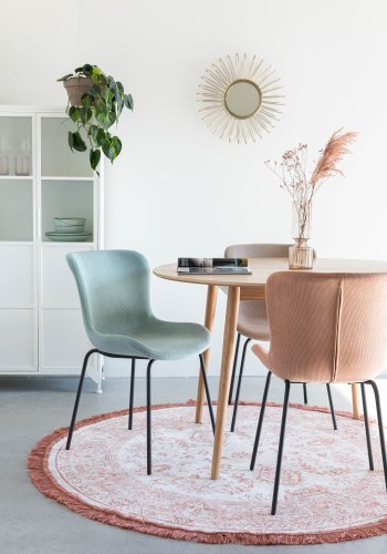 WHITE LABEL LIVING Junzo spisebordsstol - lysegrn fljl og metal