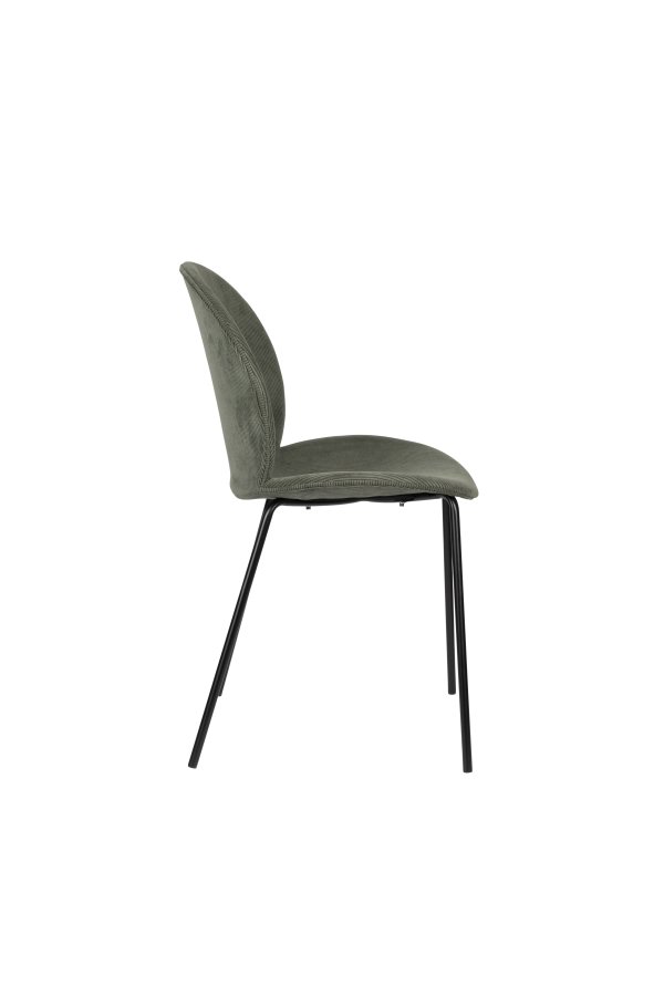 ZUIVER Bonnet spisebordsstol - grn fljl stof og sort metal