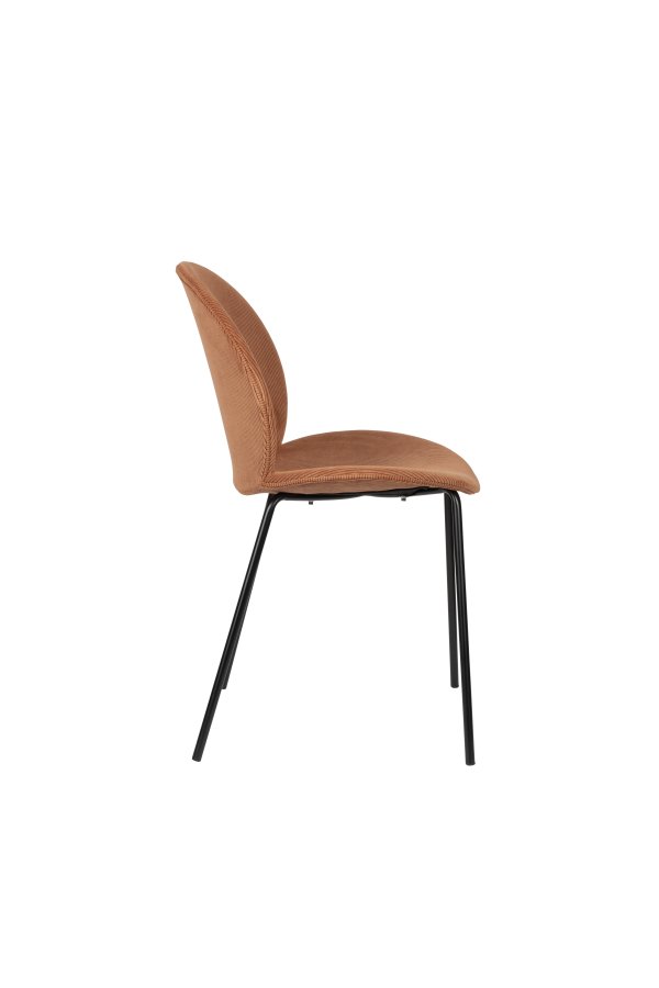 ZUIVER Bonnet spisebordsstol - terracotta fljl stof og sort metal