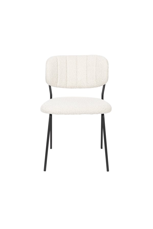 WHITE LABEL LIVING Jolien spisebordsstol - hvid bouclé og sort stl
