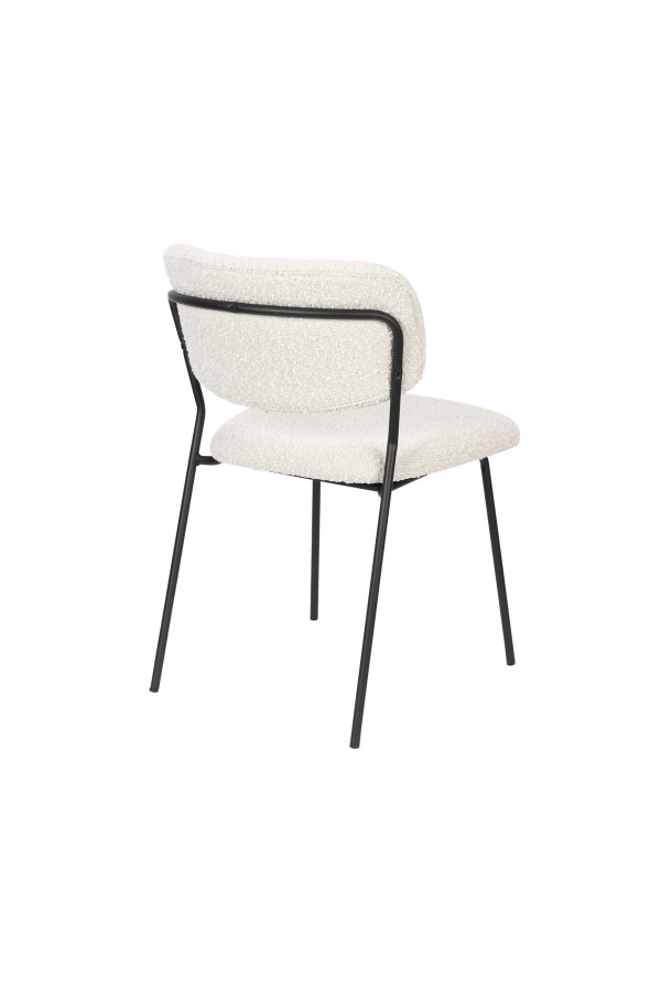WHITE LABEL LIVING Jolien spisebordsstol - hvid bouclé og sort stl