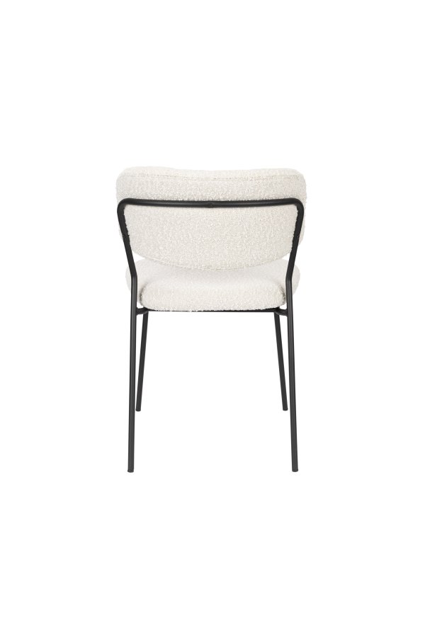 WHITE LABEL LIVING Jolien spisebordsstol - hvid bouclé og sort stl