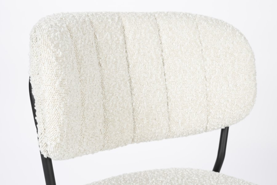 WHITE LABEL LIVING Jolien spisebordsstol - hvid bouclé og sort stl