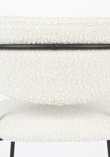 WHITE LABEL LIVING Jolien spisebordsstol - hvid bouclé og sort stl