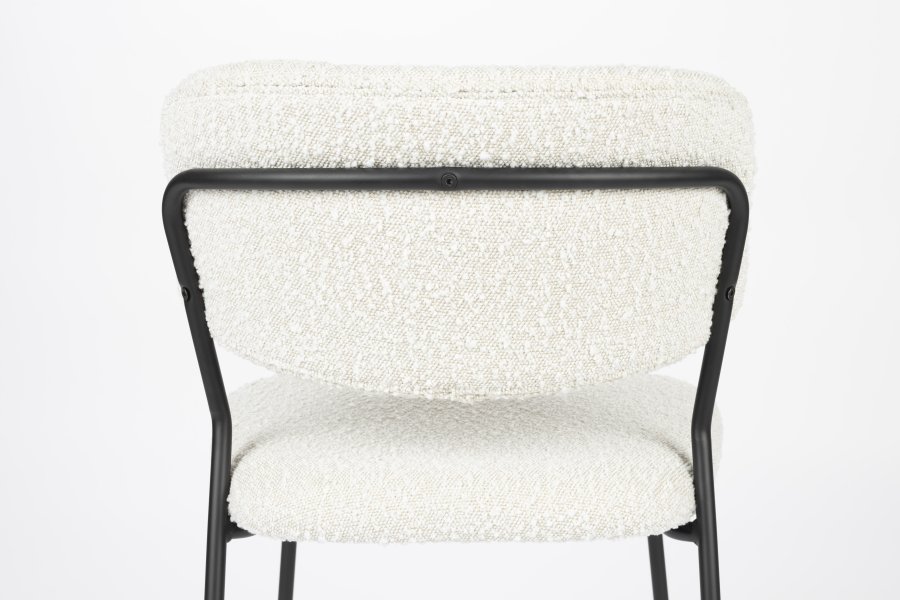 WHITE LABEL LIVING Jolien spisebordsstol - hvid bouclé og sort stl