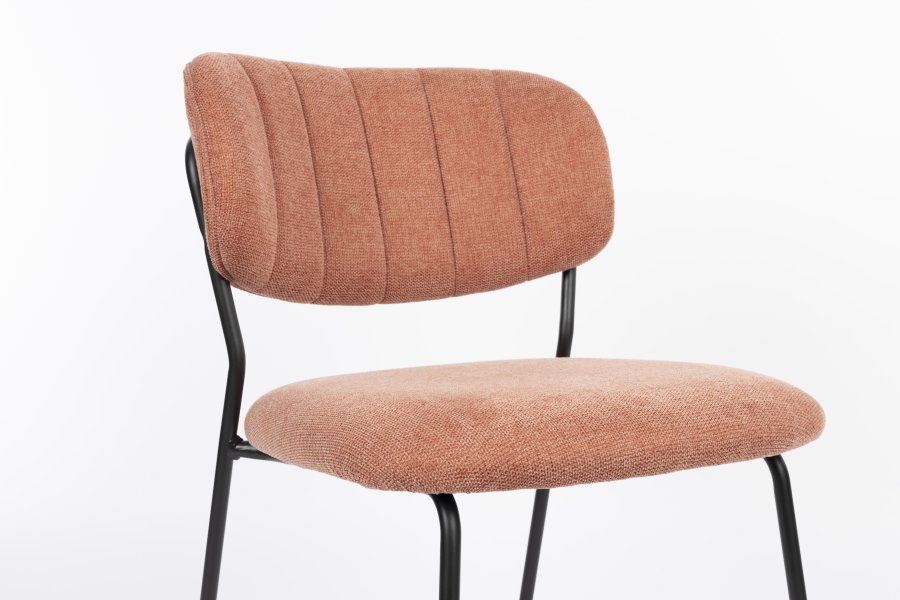 WHITE LABEL LIVING Jolien spisebordsstol - lyserd polyester og sort stl