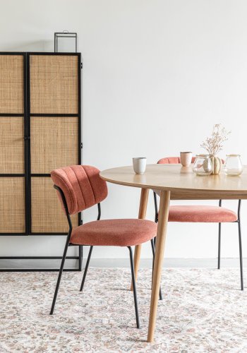 WHITE LABEL LIVING Jolien spisebordsstol - lyserd polyester og sort stl