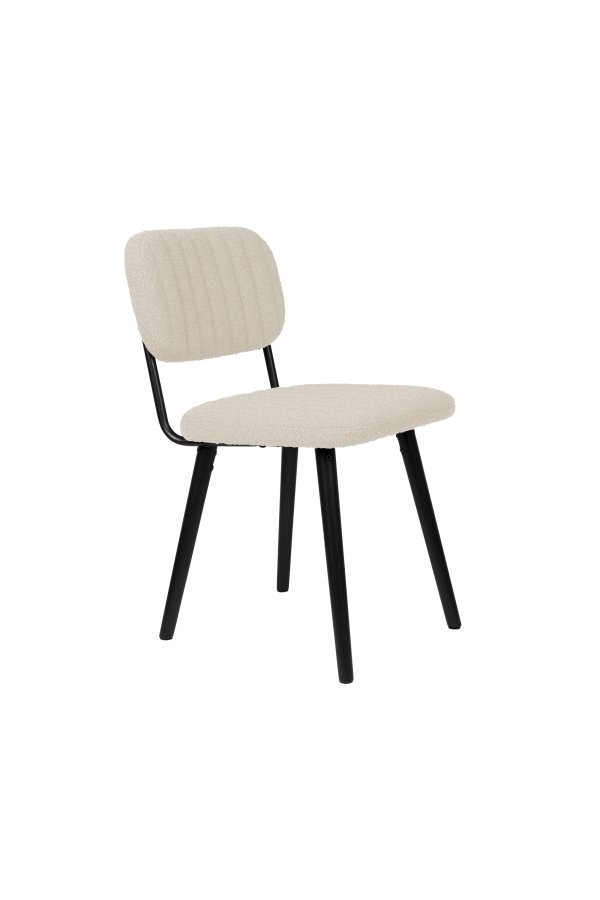 WHITE LABEL LIVING Jake spisebordsstol - offwhite bouclé og egetr