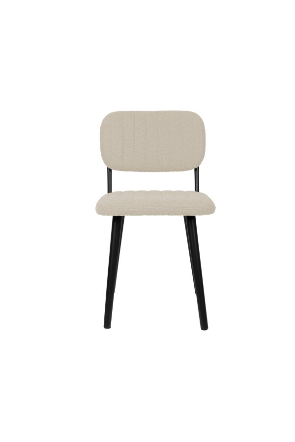 WHITE LABEL LIVING Jake spisebordsstol - offwhite bouclé og egetr