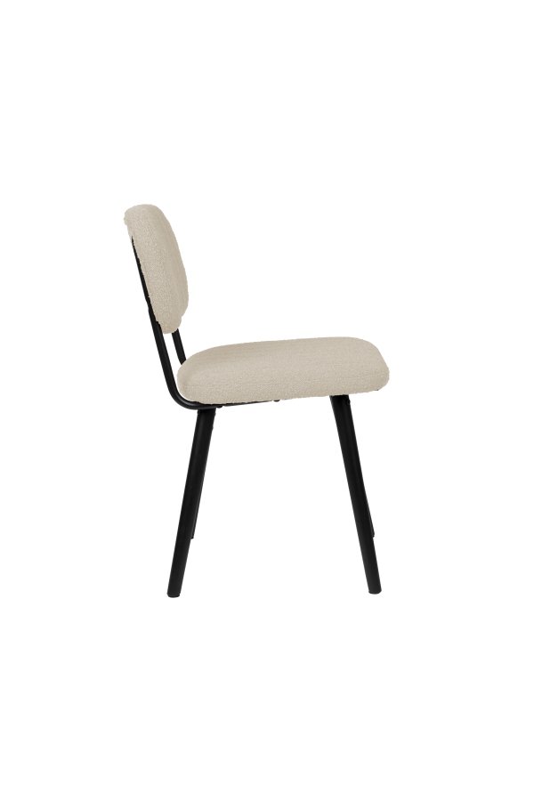 WHITE LABEL LIVING Jake spisebordsstol - offwhite bouclé og egetr