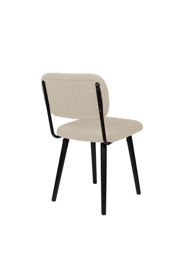 WHITE LABEL LIVING Jake spisebordsstol - offwhite bouclé og egetr