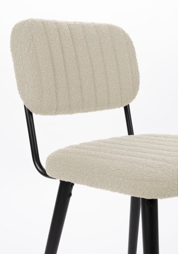 WHITE LABEL LIVING Jake spisebordsstol - offwhite bouclé og egetr