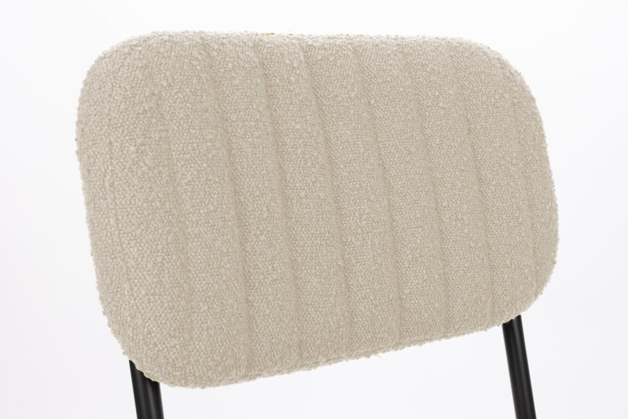 WHITE LABEL LIVING Jake spisebordsstol - offwhite bouclé og egetr