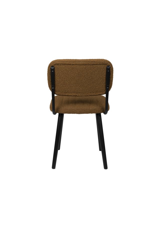 WHITE LABEL LIVING Jake spisebordsstol - okker bouclé og egetr