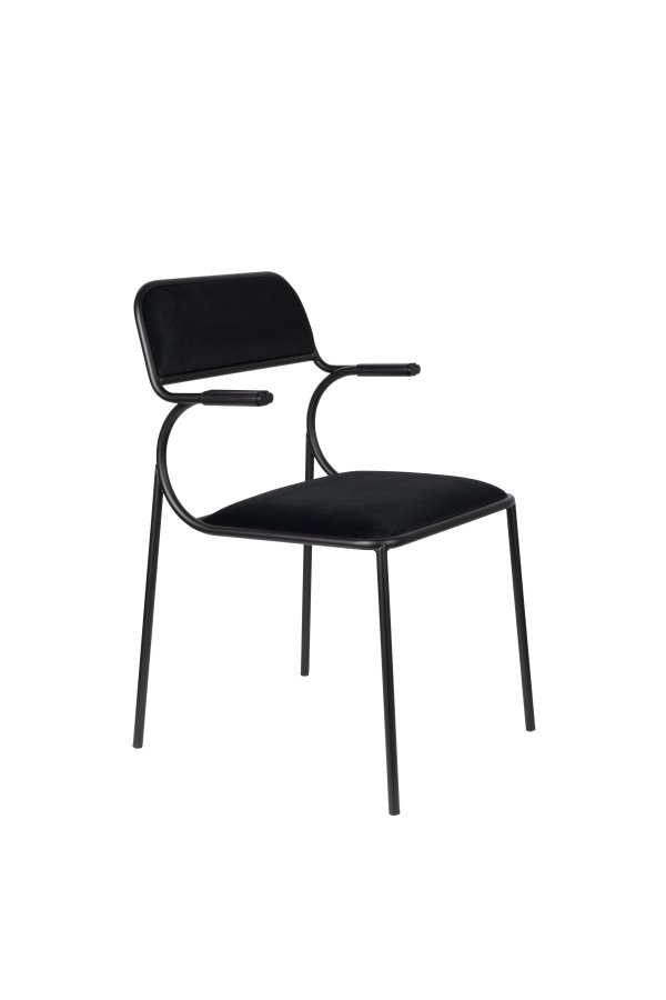 ZUIVER Alba lnestol, m. armln - sort fljl og sort metal