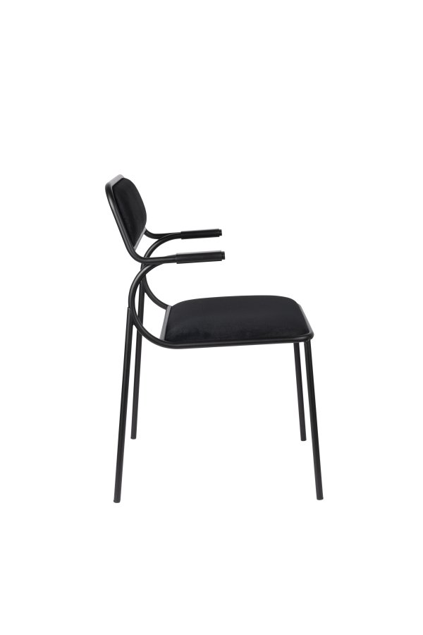 ZUIVER Alba lnestol, m. armln - sort fljl og sort metal