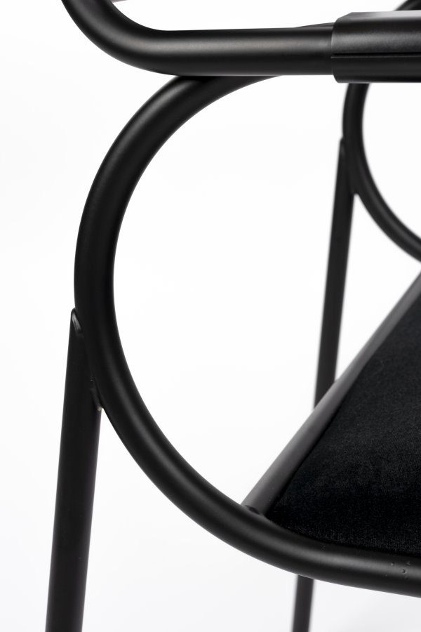 ZUIVER Alba lnestol, m. armln - sort fljl og sort metal