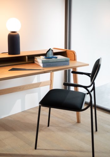 ZUIVER Alba lnestol, m. armln - sort fljl og sort metal