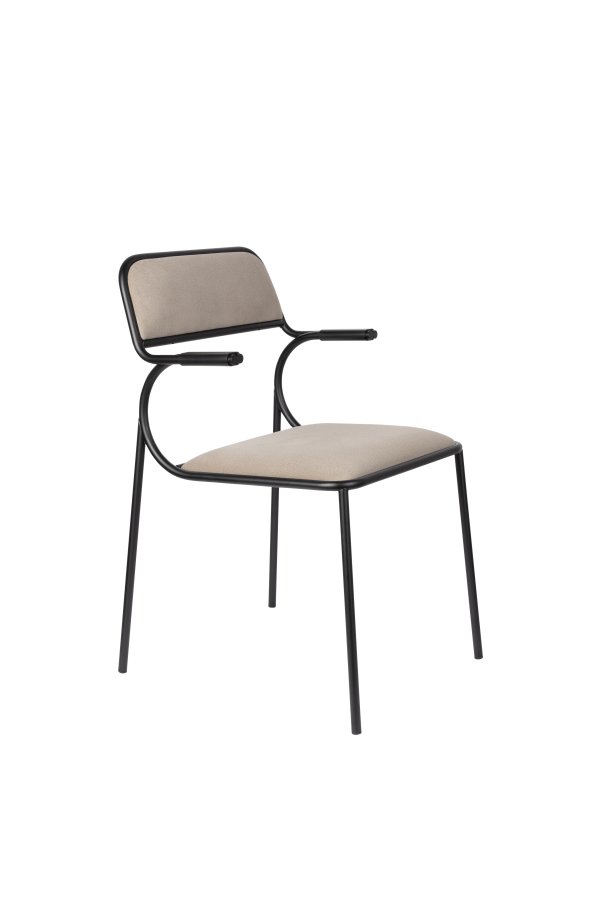 ZUIVER Alba lnestol, m. armln - beige fljl og sort metal
