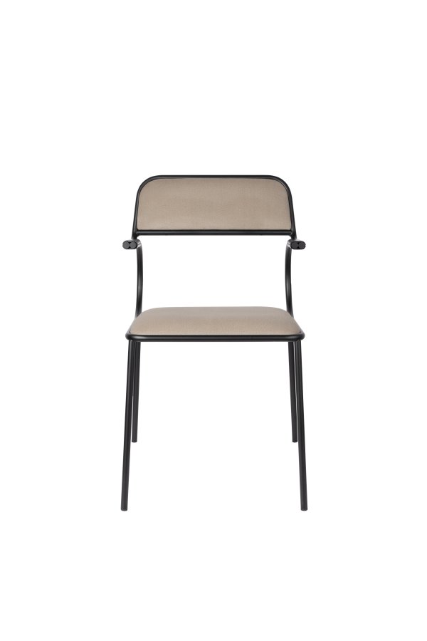 ZUIVER Alba lnestol, m. armln - beige fljl og sort metal