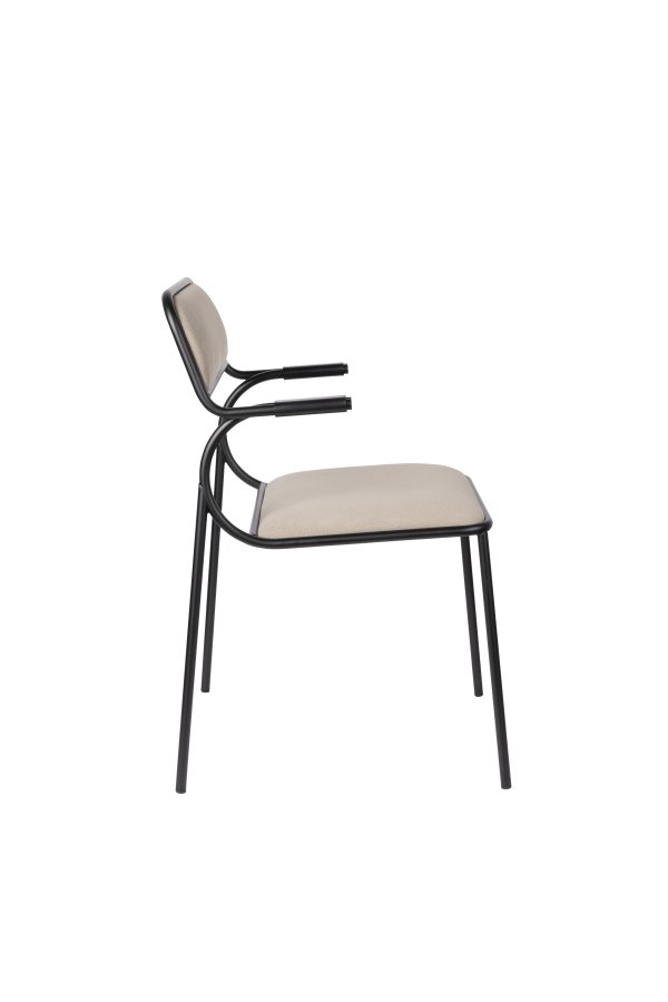 ZUIVER Alba lnestol, m. armln - beige fljl og sort metal