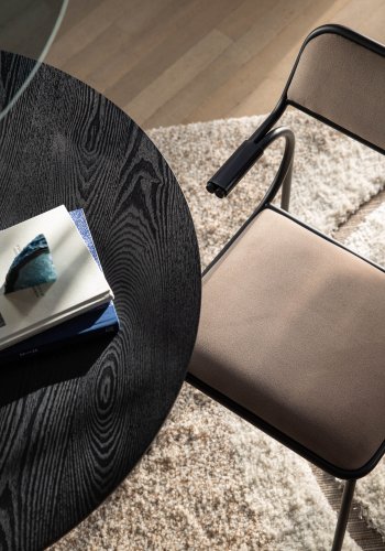 ZUIVER Alba lnestol, m. armln - beige fljl og sort metal