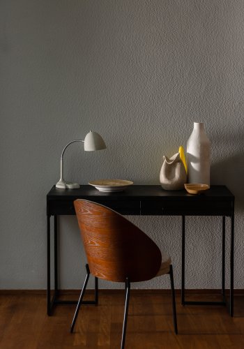 DUTCHBONE Rodin spisebordsstol - gr polyester, asketrfinér og sort metal