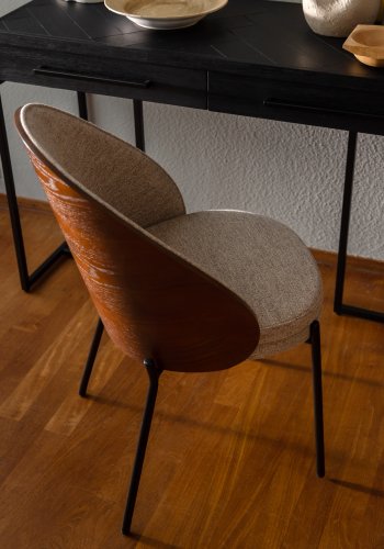 DUTCHBONE Rodin spisebordsstol - gr polyester, asketrfinér og sort metal