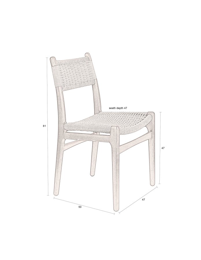 DUTCHBONE Cecile spisebordsstol - natur papirsnor og brun bgetr