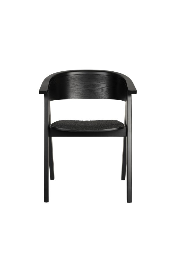 ZUIVER NDSM lnestol, m. armln - sort bouclé stof og sort bgetr/trfinér