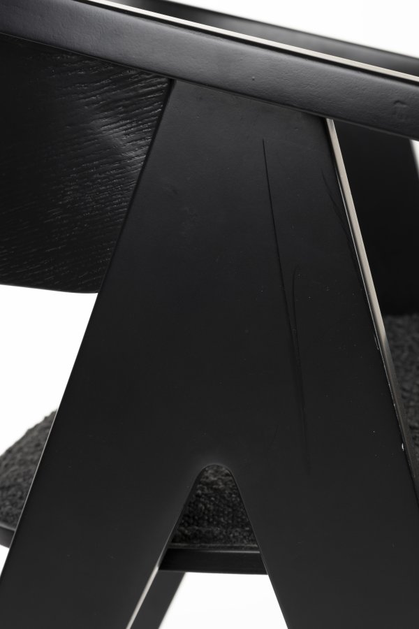 ZUIVER NDSM lnestol, m. armln - sort bouclé stof og sort bgetr/trfinér