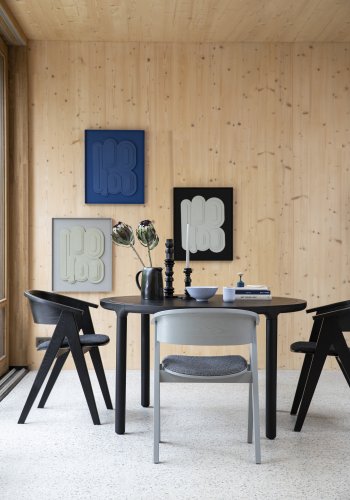 ZUIVER NDSM lnestol, m. armln - gr bouclé stof og gr asketr/trfinér