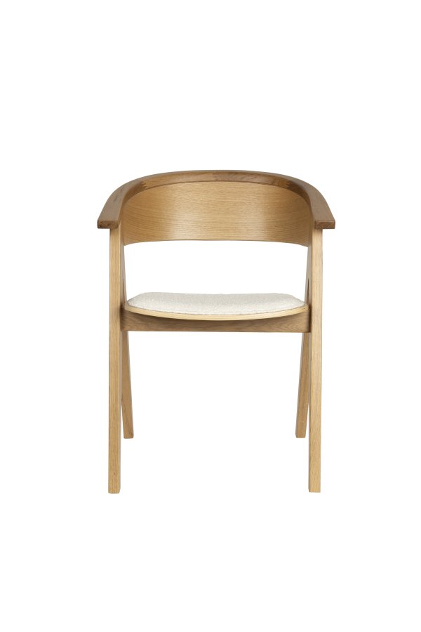 ZUIVER NDSM lnestol, m. armln - beige bouclé stof og natur egetr