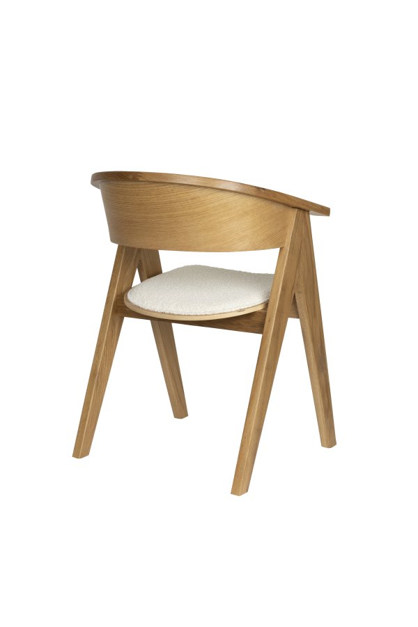 ZUIVER NDSM lnestol, m. armln - beige bouclé stof og natur egetr