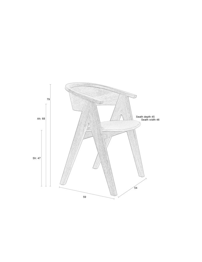 ZUIVER NDSM lnestol, m. armln - beige bouclé stof og natur egetr