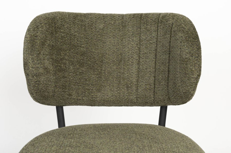 WHITE LABEL LIVING Sanne spisebordsstol - grn gr polyester og sort stl