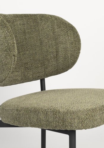 WHITE LABEL LIVING Sanne spisebordsstol - grn gr polyester og sort stl