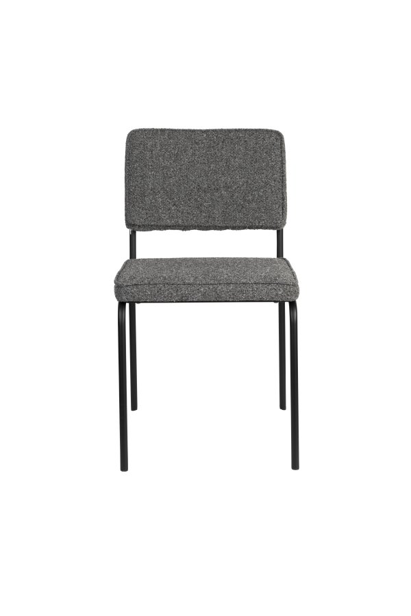 ZUIVER Buddy spisebordsstol - gr bouclé stof og sort metal