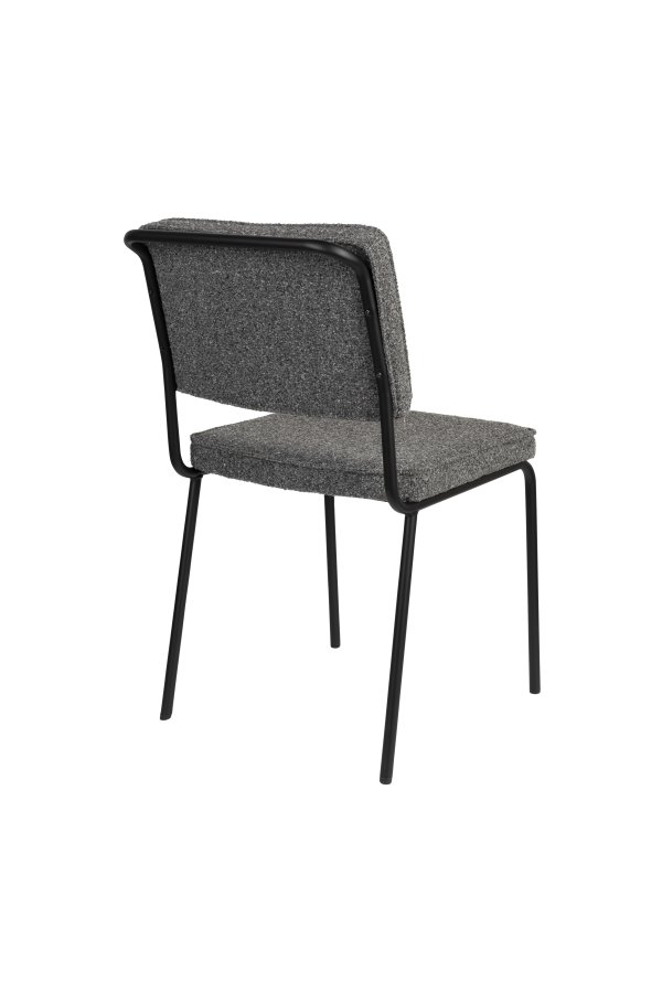 ZUIVER Buddy spisebordsstol - gr bouclé stof og sort metal