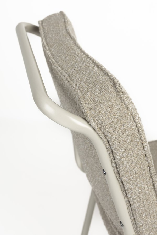 ZUIVER Buddy spisebordsstol - beige bouclé stof og beige metal