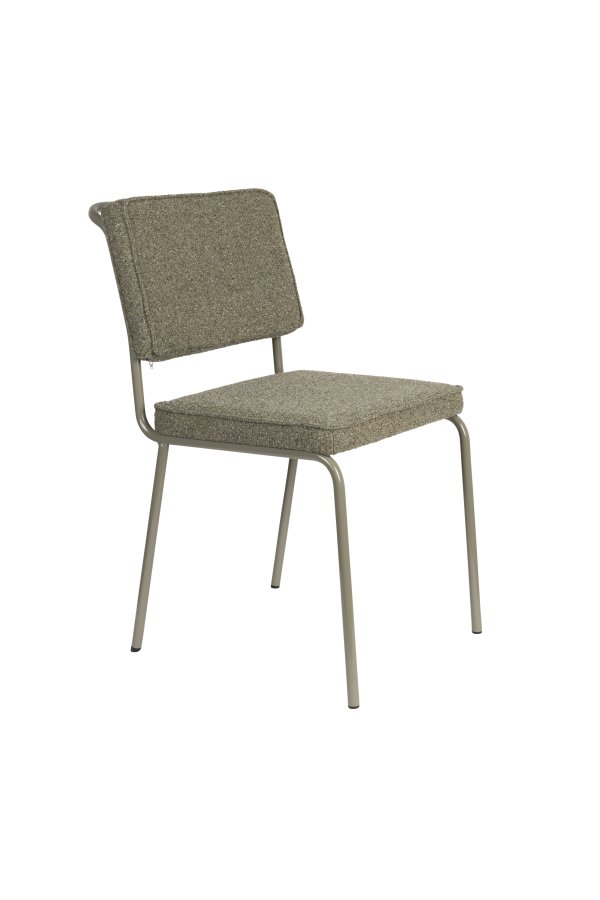 ZUIVER Buddy spisebordsstol - olivengrn bouclé stof og olivengrn metal